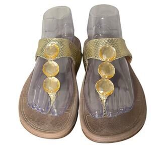 Fitflop Shoes Fitflop Petra Leather Toepost Prism Jewels Gold